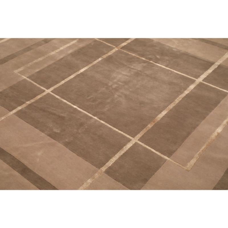 India Abadeh Area Rugs - Wolle Brown Elfenbein Taupe Design - 88036 (Moderne) im Angebot