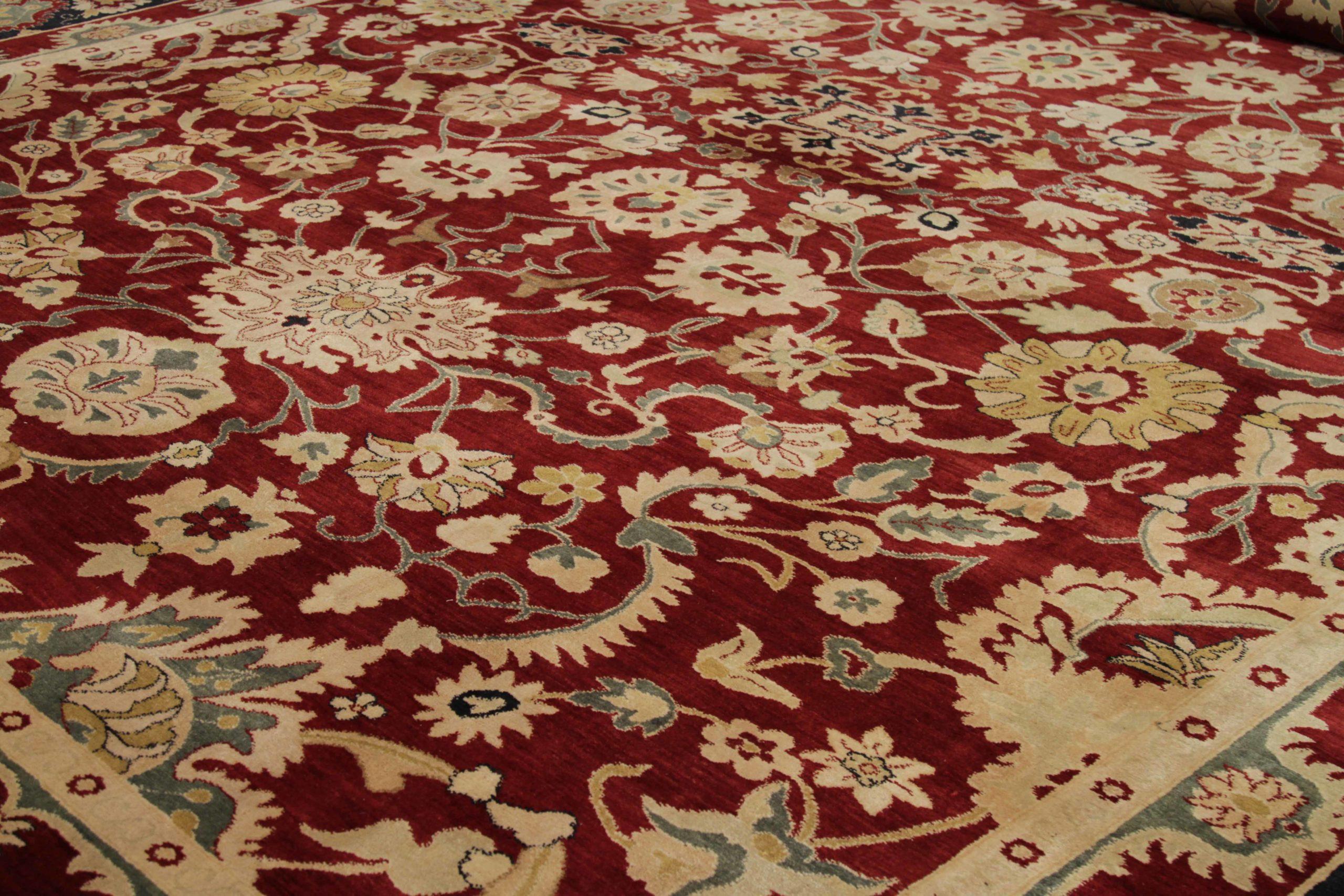 Indien Agra Over Size Teppich CIRCA 1990 - Wolle Elfenbein Rot Design - 90584 (Indisch) im Angebot