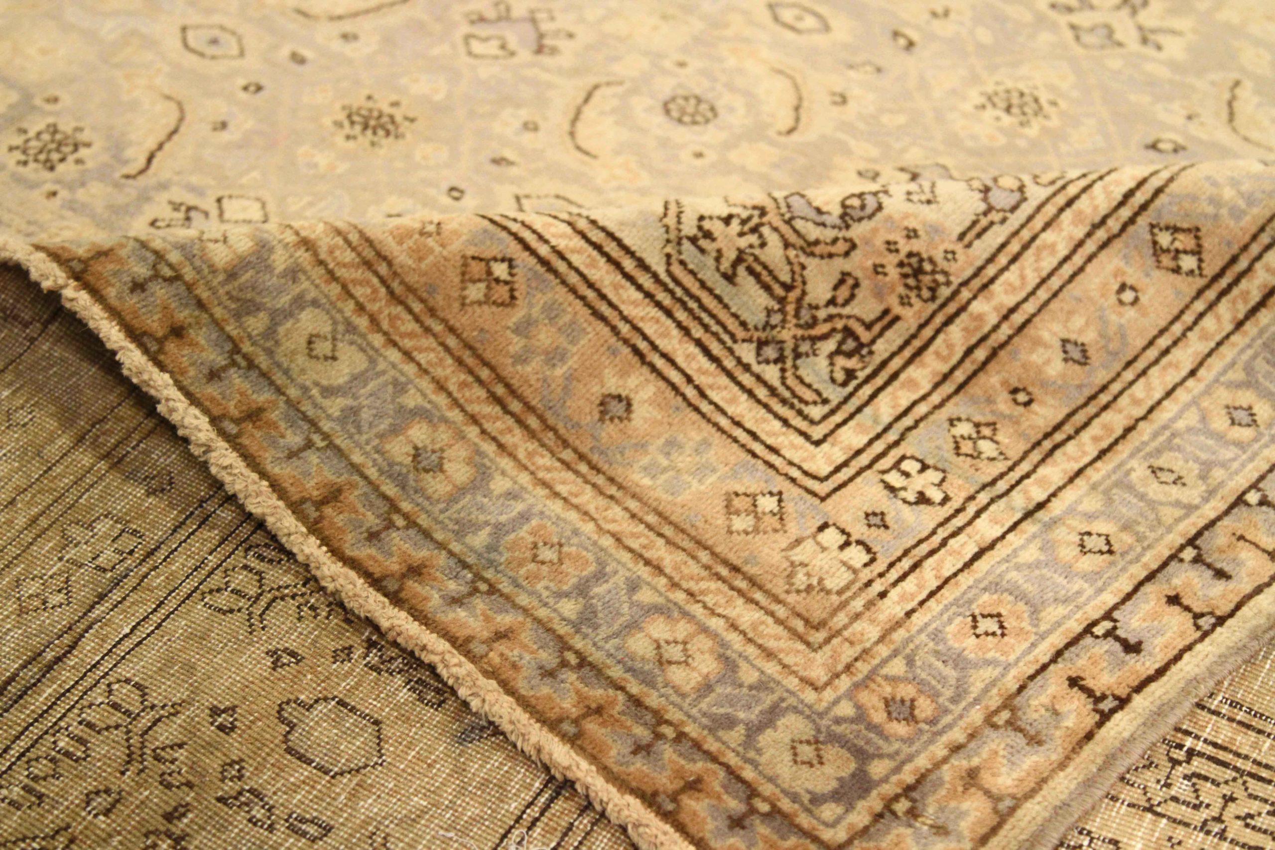 India Agra Over Size Rug - Wool Brown Ivory Taupe Design - 76018 In Excellent Condition For Sale In Dallas, TX