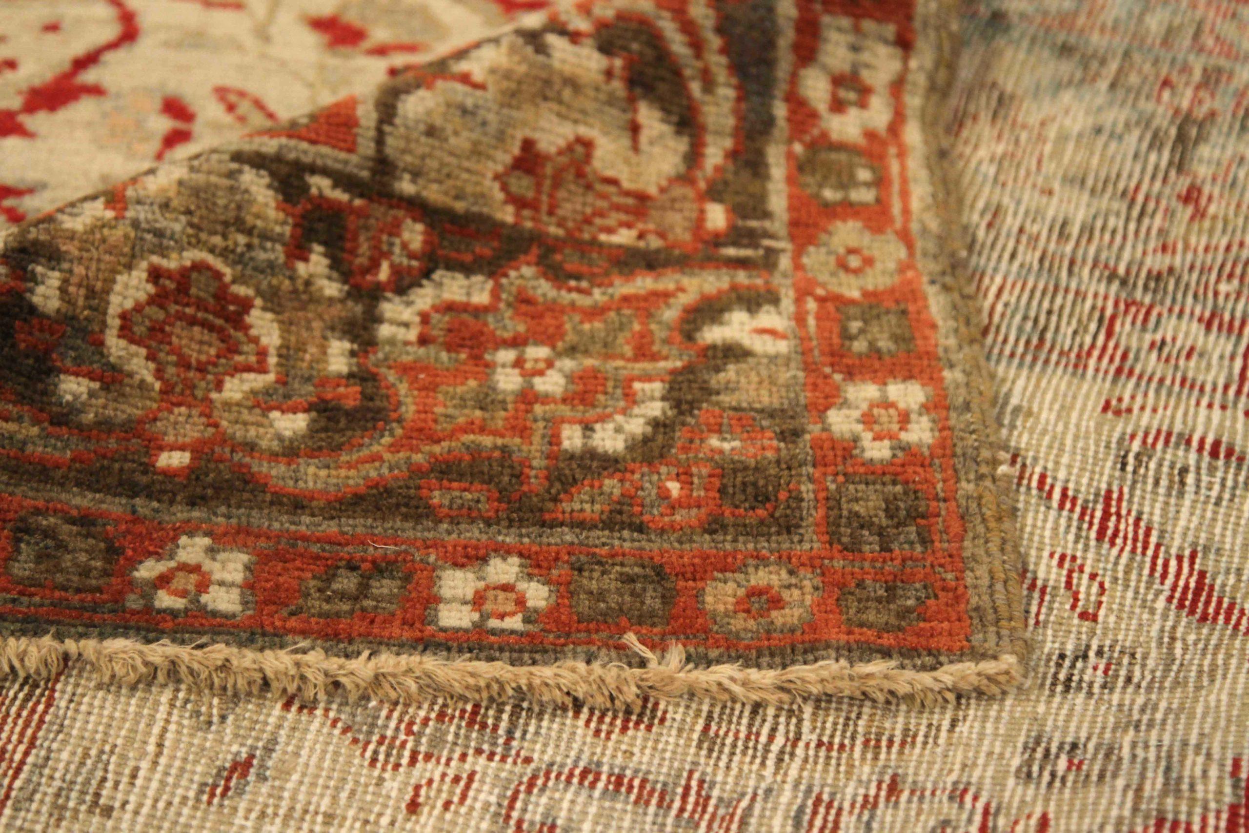 Indien Agra Kleiner Teppich - Wolle Braun Elfenbein Rot 73671 (Indisch) im Angebot