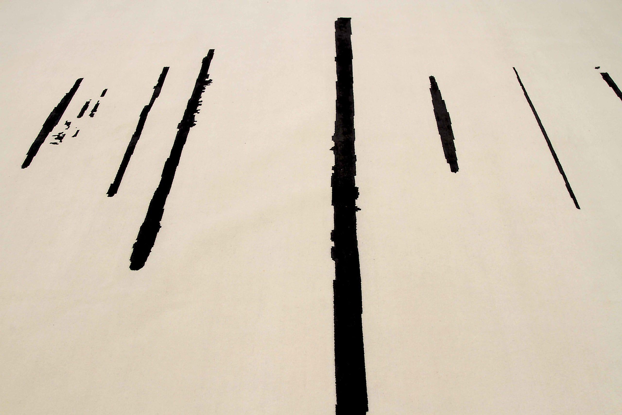 Modern India Area Rugs Circa 1990 - Wool Black Ivory Design - 92311 For Sale