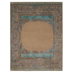 India Area Rugs Circa 1990 - Wool Blue Brown Ivory Purpel Design - 91727