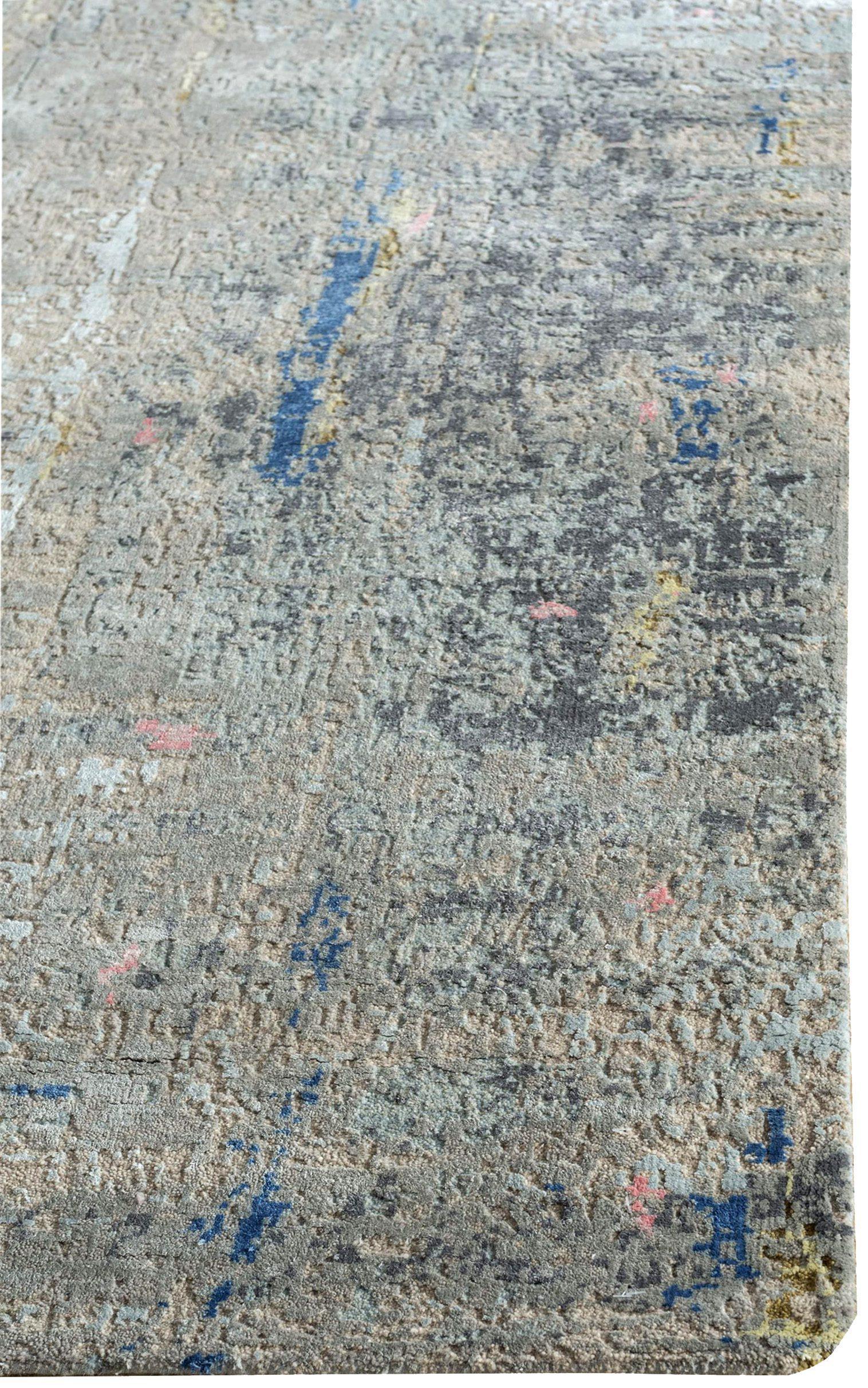 India Area Rugs Circa 1990 - Wool Blue Brown Shades of Gray / silver - 90657 In Excellent Condition For Sale In Dallas, TX