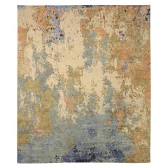 Tappeti India Circa 1990 - Lana Blu Grigio Verde Avorio Rosa Design - 91649