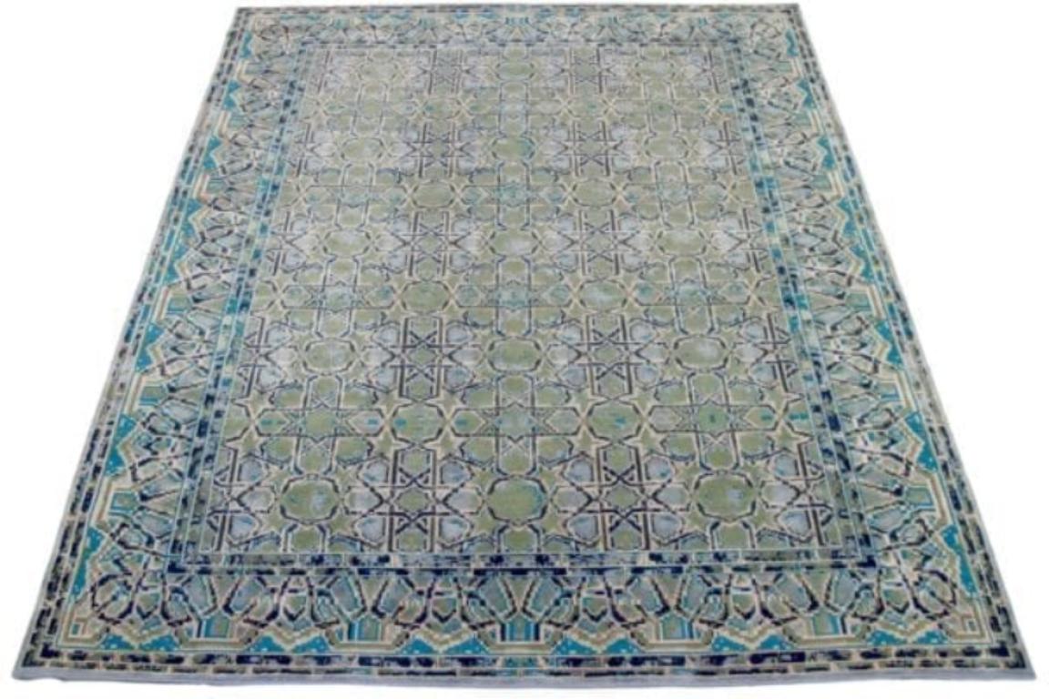 Discover the elegance of India item featuring Area Rugs in Circa 1990. Designed with Wool and BlueGreenIvory, this exclusive design is perfect for enhancing your space.