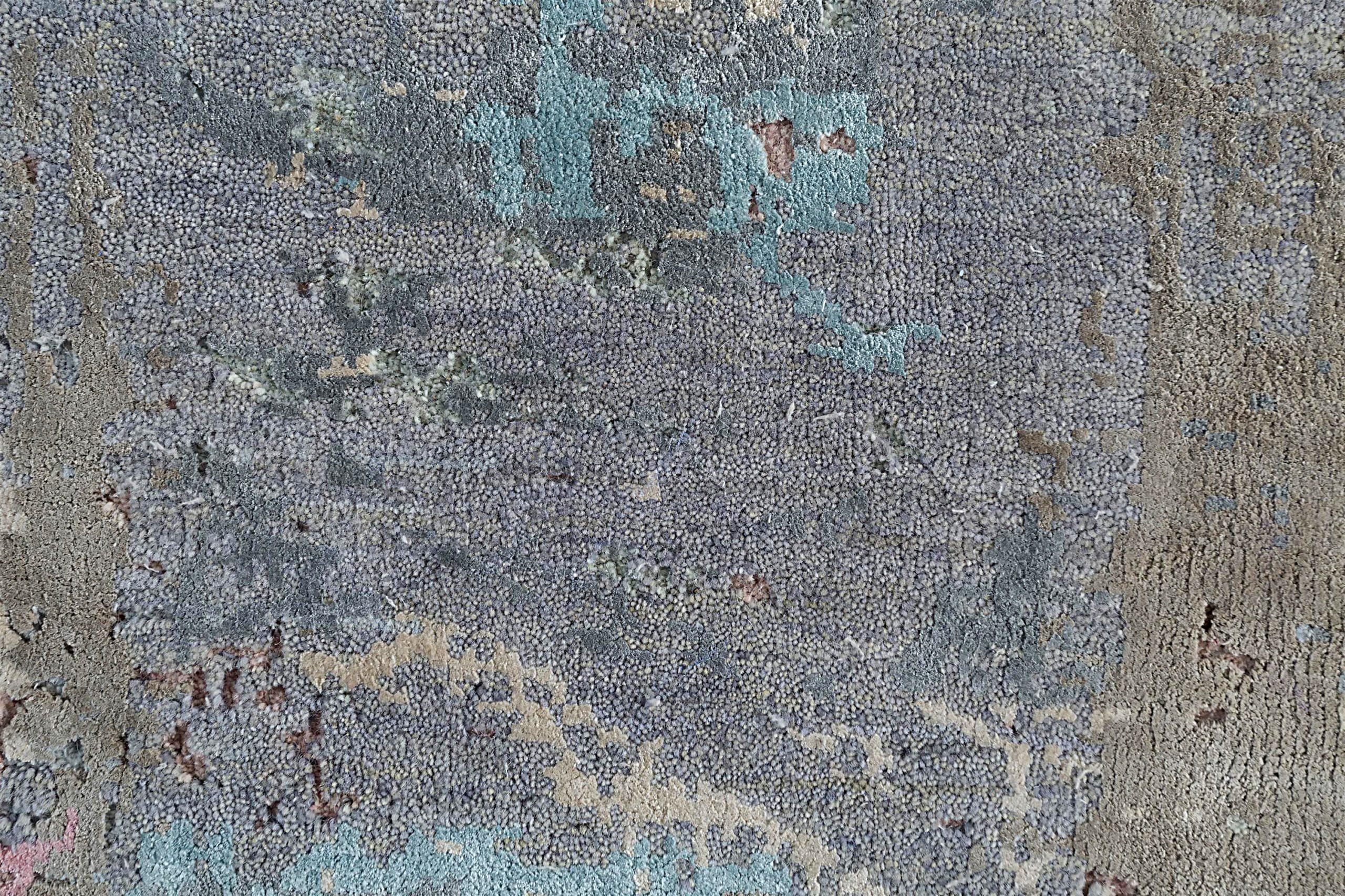 Tapis d'Inde des années 1990 - Motif de revers en laine bleu ivoire rose - 90650 Excellent état - En vente à Dallas, TX