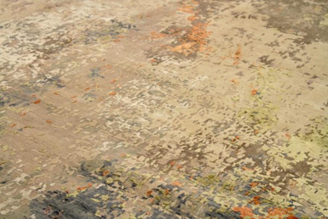 Tapis d'Inde des années 1990 - Design en laine bleu ivoire rose taupe - 91681 Excellent état - En vente à Dallas, TX