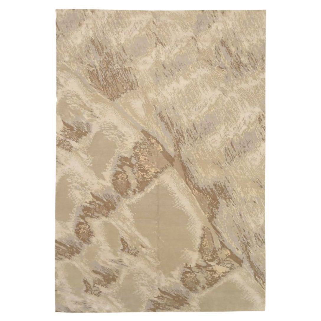 India Area Rugs Circa 1990 - Wool Brown Ivory Design - 91716