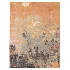 India Area Rugs Circa 1990 - Wool Brown Ivory Orange Pink Design - 91661
