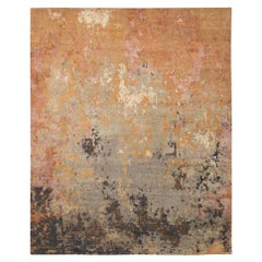 India Area Rugs Circa 1990 - Wool Brown Ivory Orange Pink Design - 91680
