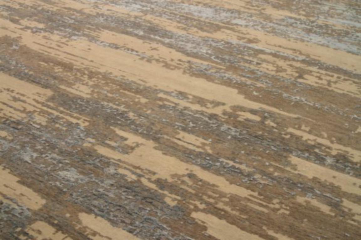 Alfombras de la India Circa 1990 - Lana Marrón Marfil Sombras de Gris / plata - 91645 en Excelente estado para la venta en Dallas, TX