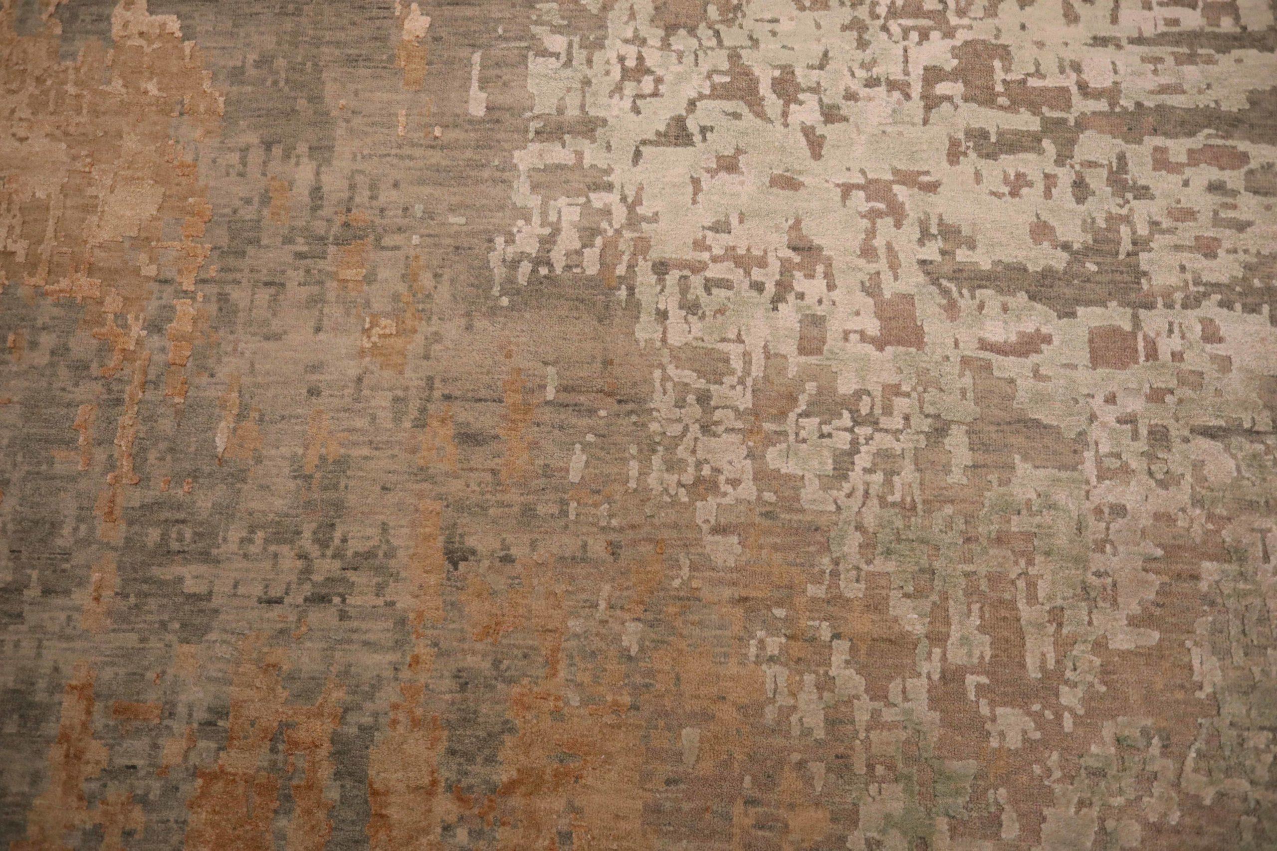 Modern India Area Rugs Circa 1990 - Wool Brown Pink Red Yellow Design - 91659 For Sale