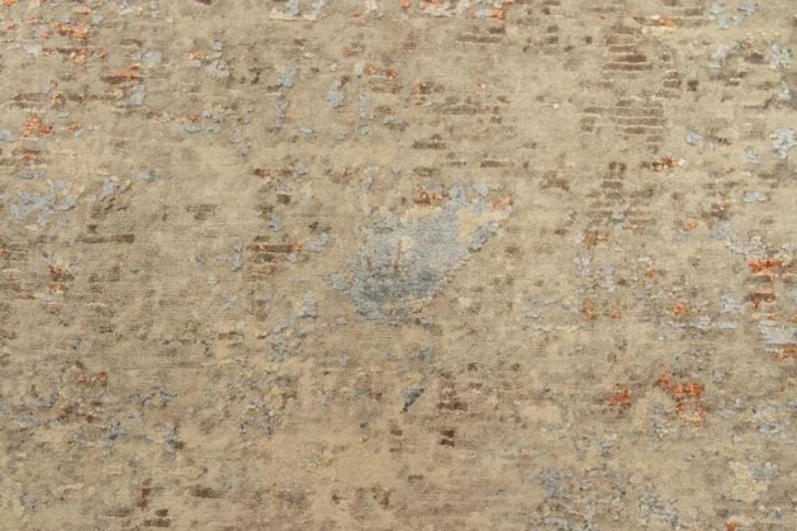 India Area Rugs Circa 1990 - Wool Ivory Orange Design - 91669 In Excellent Condition For Sale In Dallas, TX