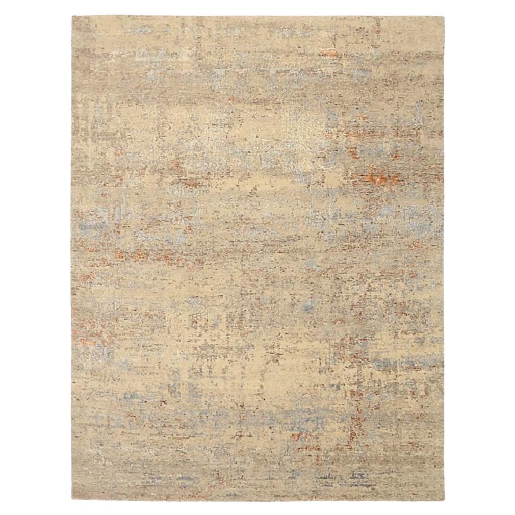 India Area Rugs Circa 1990 - Wool Ivory Orange Design - 91669