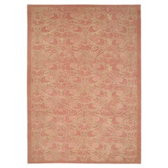 India Area Rugs Circa 1990 - Wool Ivory Pink Design - 91711