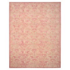 India Area Rugs Circa 1990 - Wool Ivory Pink Design - 91712
