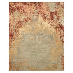 India Area Rugs Circa 1990 - Wool Ivory Pink Red Yellow Design - 91643