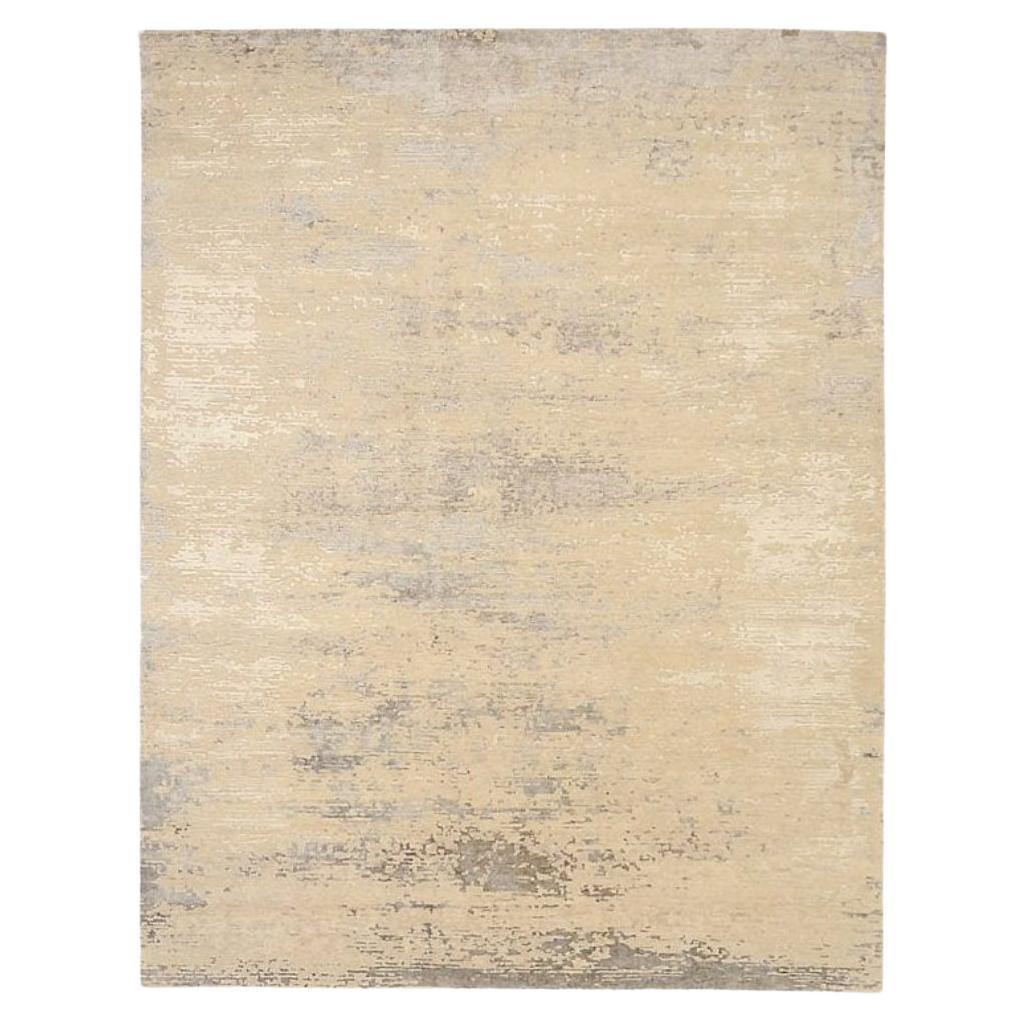 India Area Rugs Circa 1990 - Wool Ivory Shades of Gray / silver Design - 91666