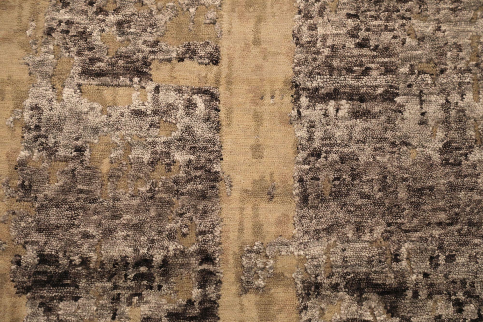 Indien Bereich Teppiche - Wolle und Seide Brown Ivory Design - 97337 im Zustand „Hervorragend“ im Angebot in Dallas, TX