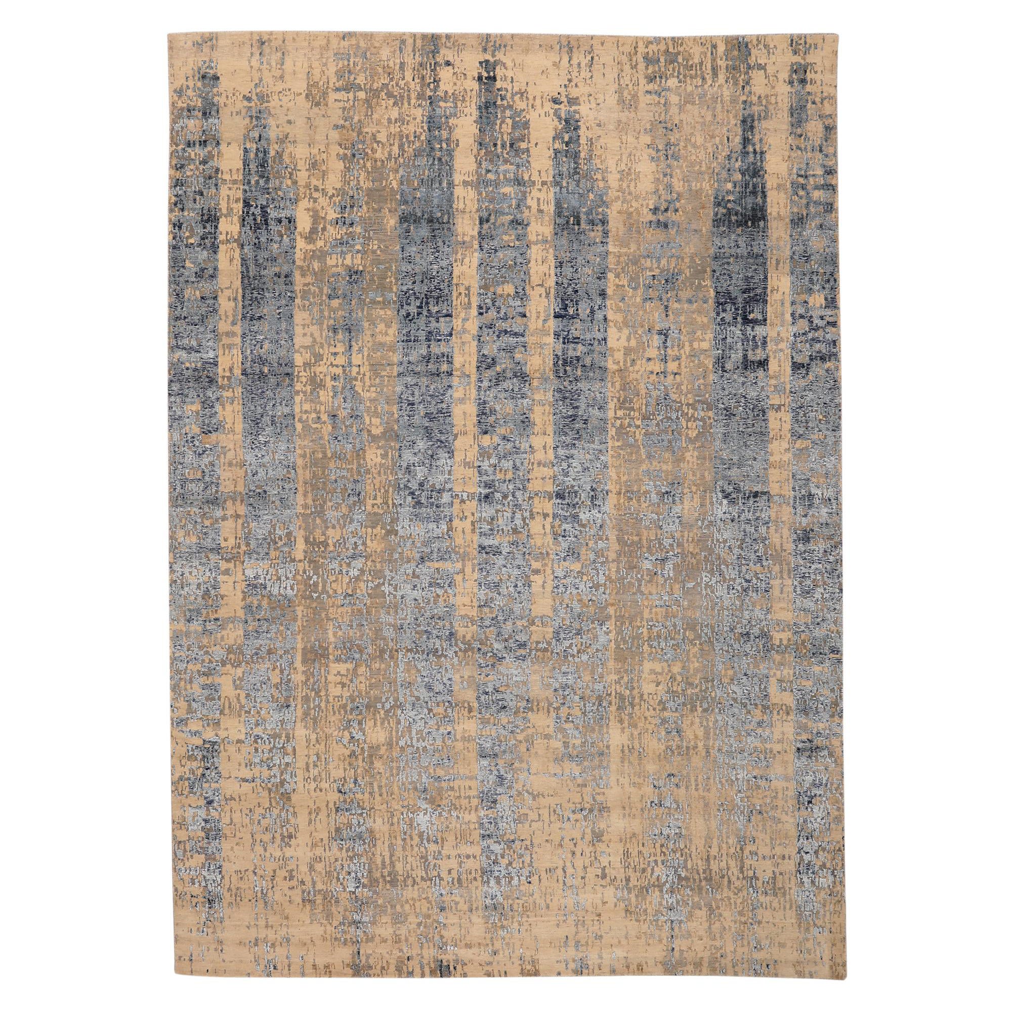 Indische Teppiche – Wolle und Seide, elfenbeinfarben, taupefarben, Design – 97335