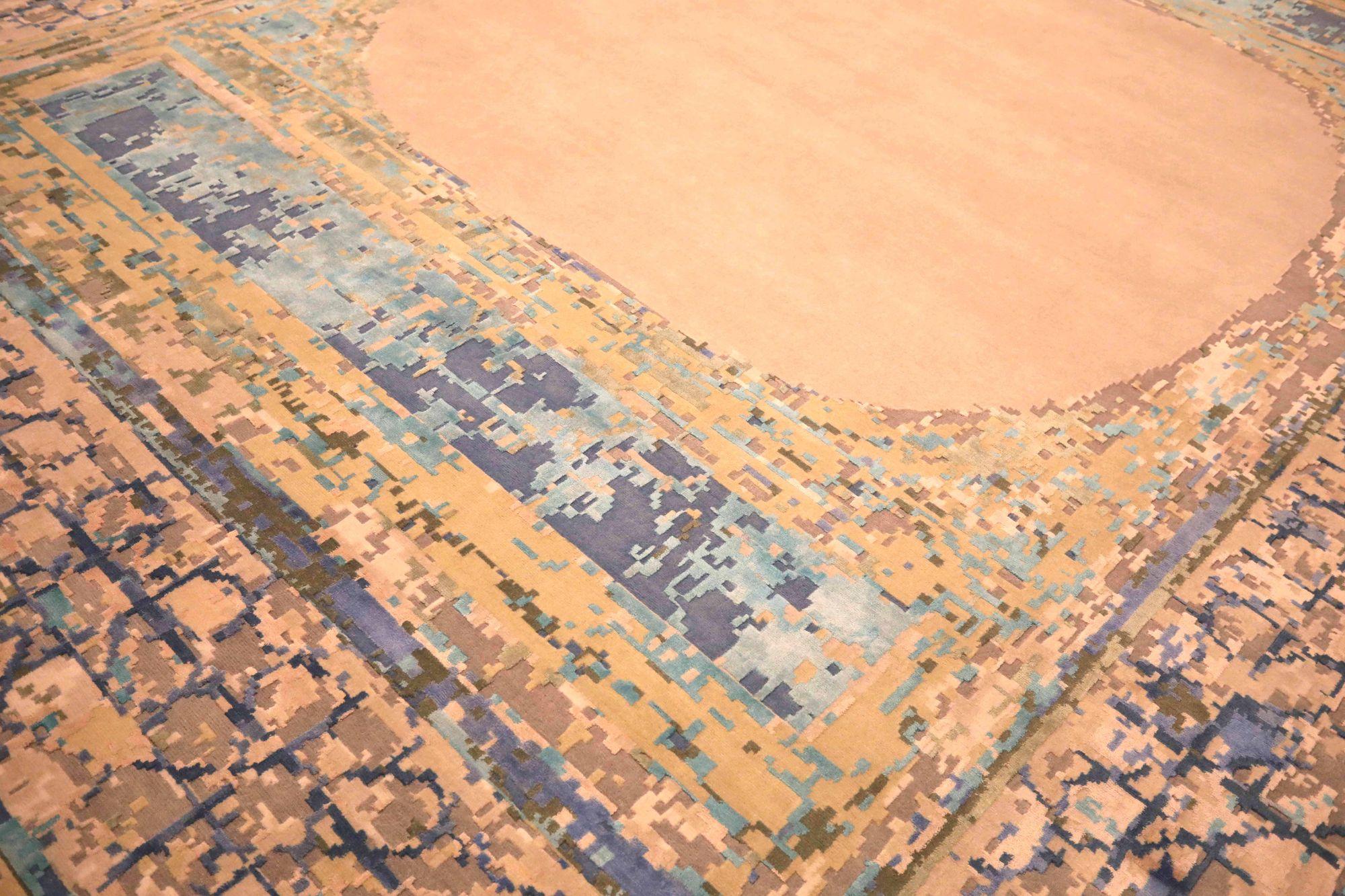 Indien Tapis de zone Inde - Laine Bleu Brown Design/One - 93627 en vente
