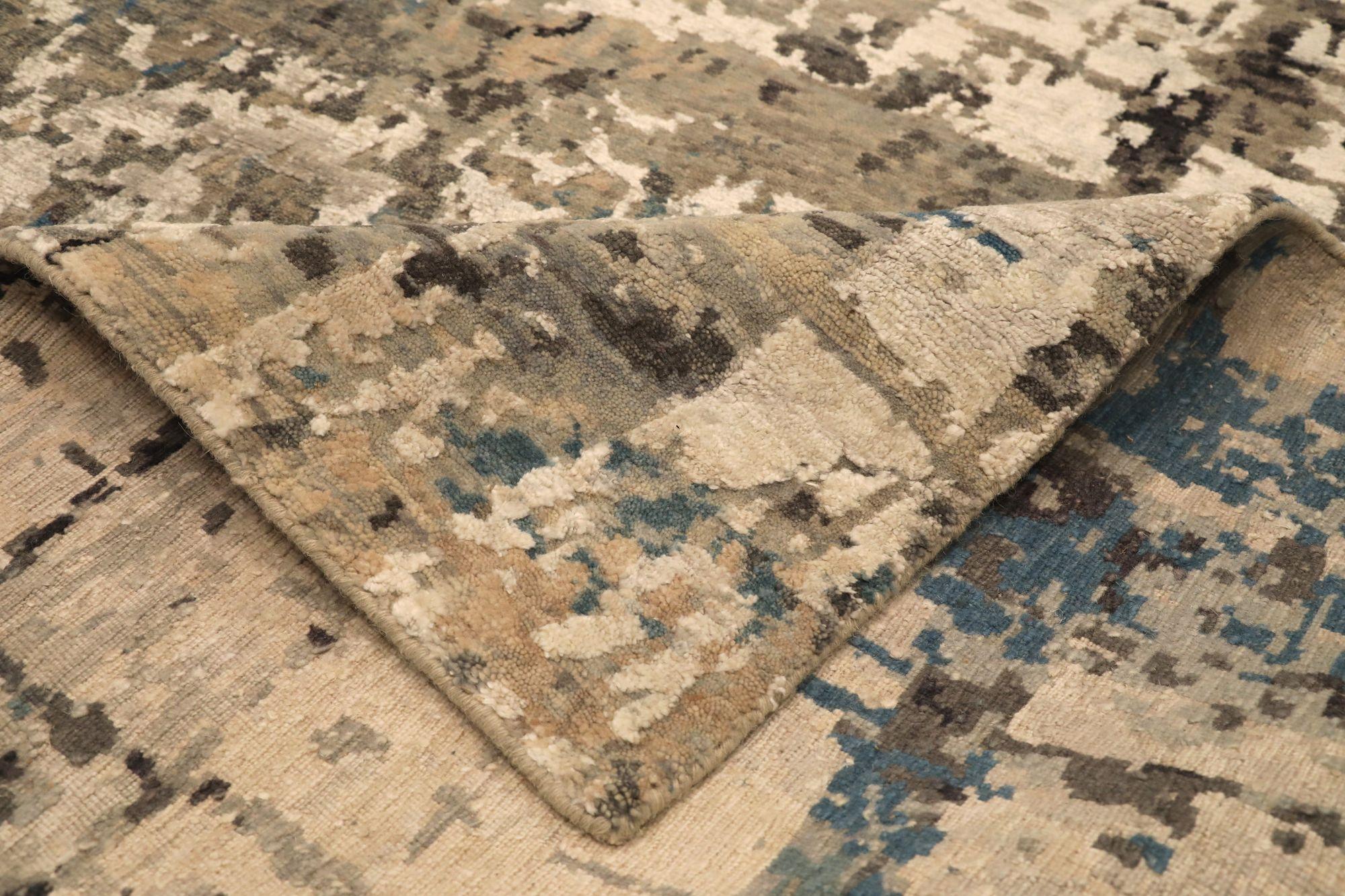 Indien Bereich Teppiche - Wolle Blau Braun Elfenbein Design - 97329 (Indisch) im Angebot