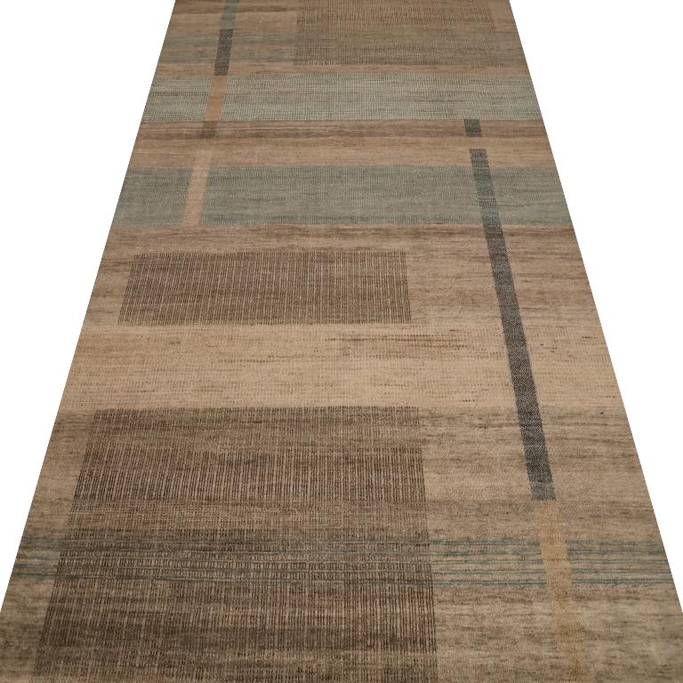 Alfombras de la India - Lana Azul Marrón Diseño Marfil - 98060 Moderno en venta
