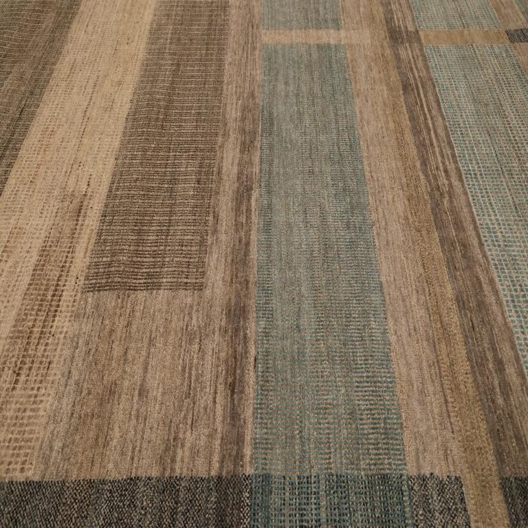 Alfombras de la India - Lana Azul Marrón Diseño Marfil - 98060 Indio en venta