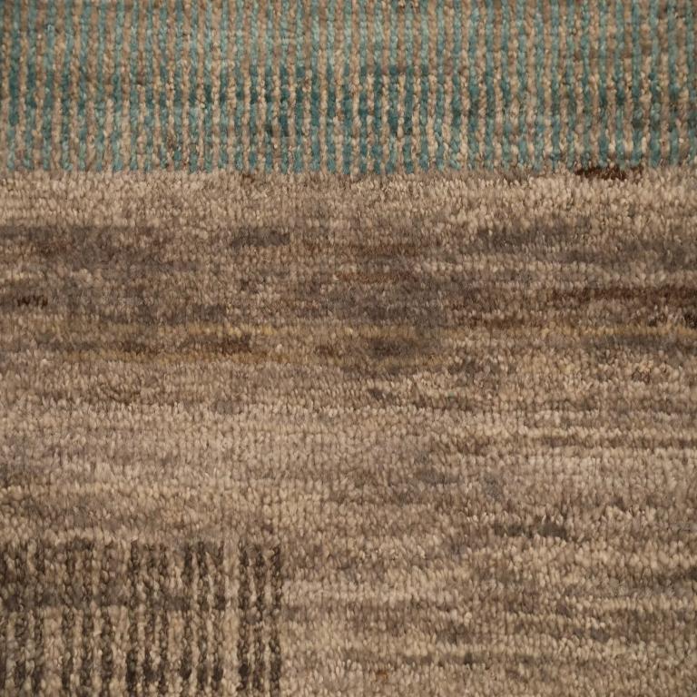 Alfombras de la India - Lana Azul Marrón Diseño Marfil - 98060 Tejido a mano en venta