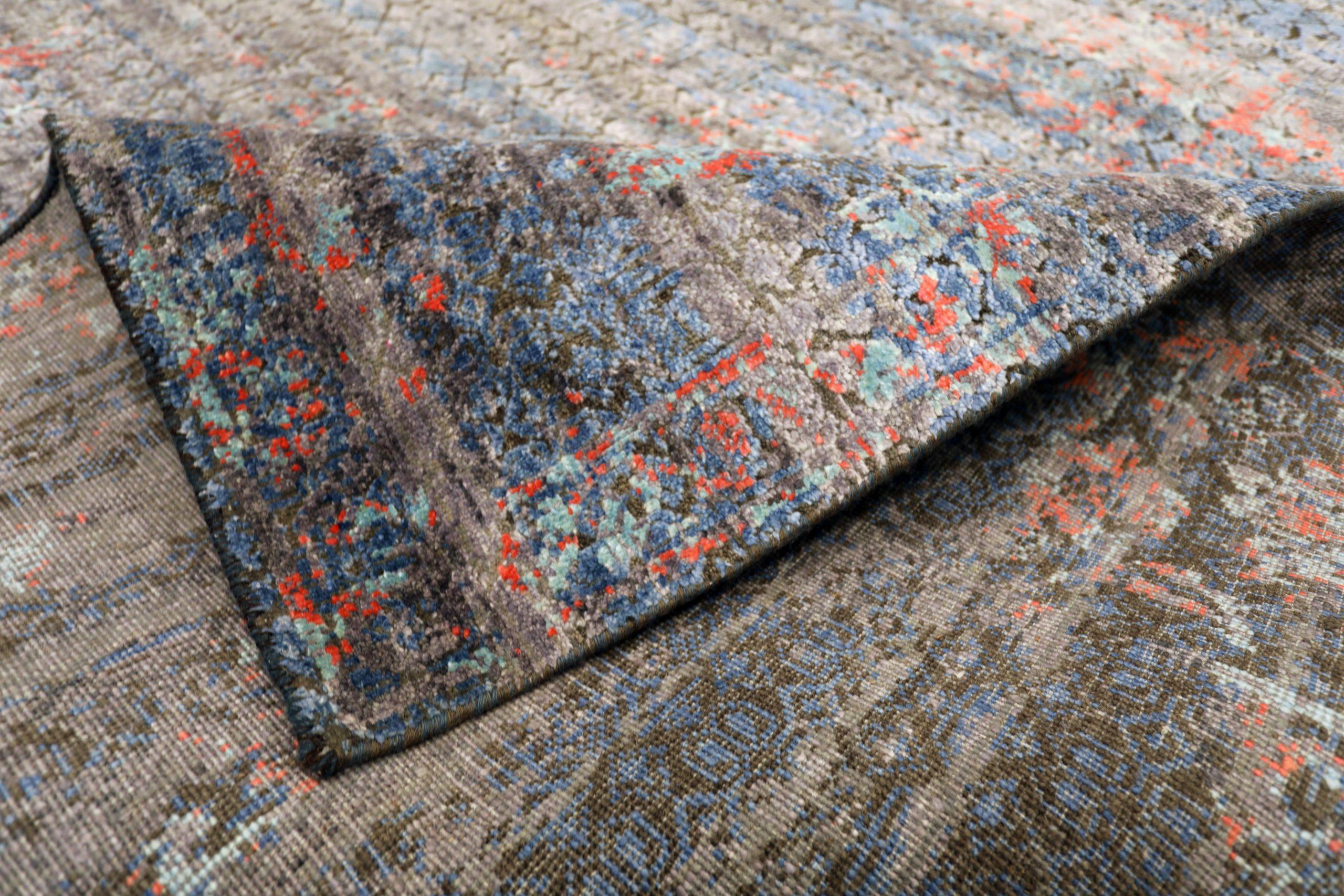Tappeti India - Lana Blu Marrone Avorio Rosso Design - 93296 In condizioni ottime in vendita a Dallas, TX