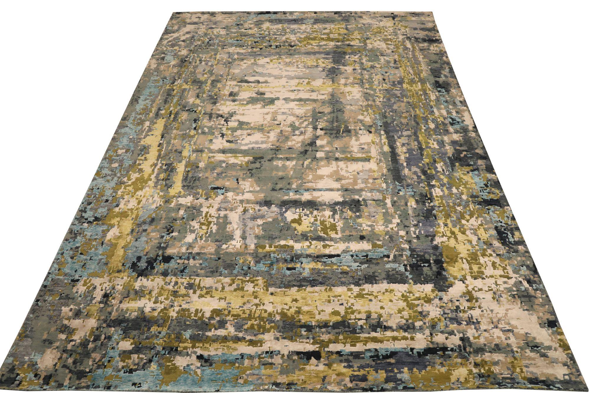 Découvrez l'élégance de l'article d'Eleg présentant des tapis de zone de Circa 1990. Conçu avec de la Laine et du BleuVertIvoireJaune, ce design exclusif est parfait pour mettre en valeur votre espace.