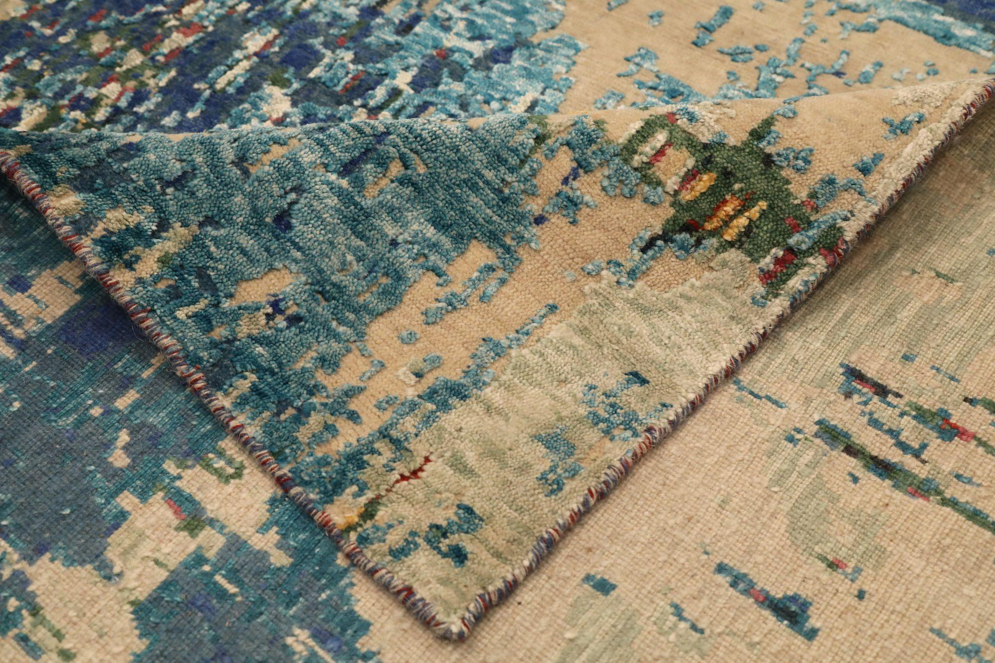 Indien Bereich Teppiche - Wolle Blau Elfenbein Rot Gelb Design - 97328 (Indisch) im Angebot