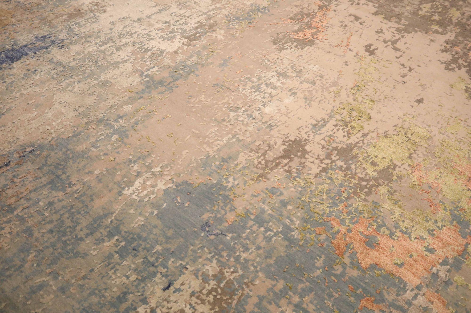 Indiano Tappeti India - Lana Marrone Grigio Verde Avorio Arancione Design - 92881 in vendita
