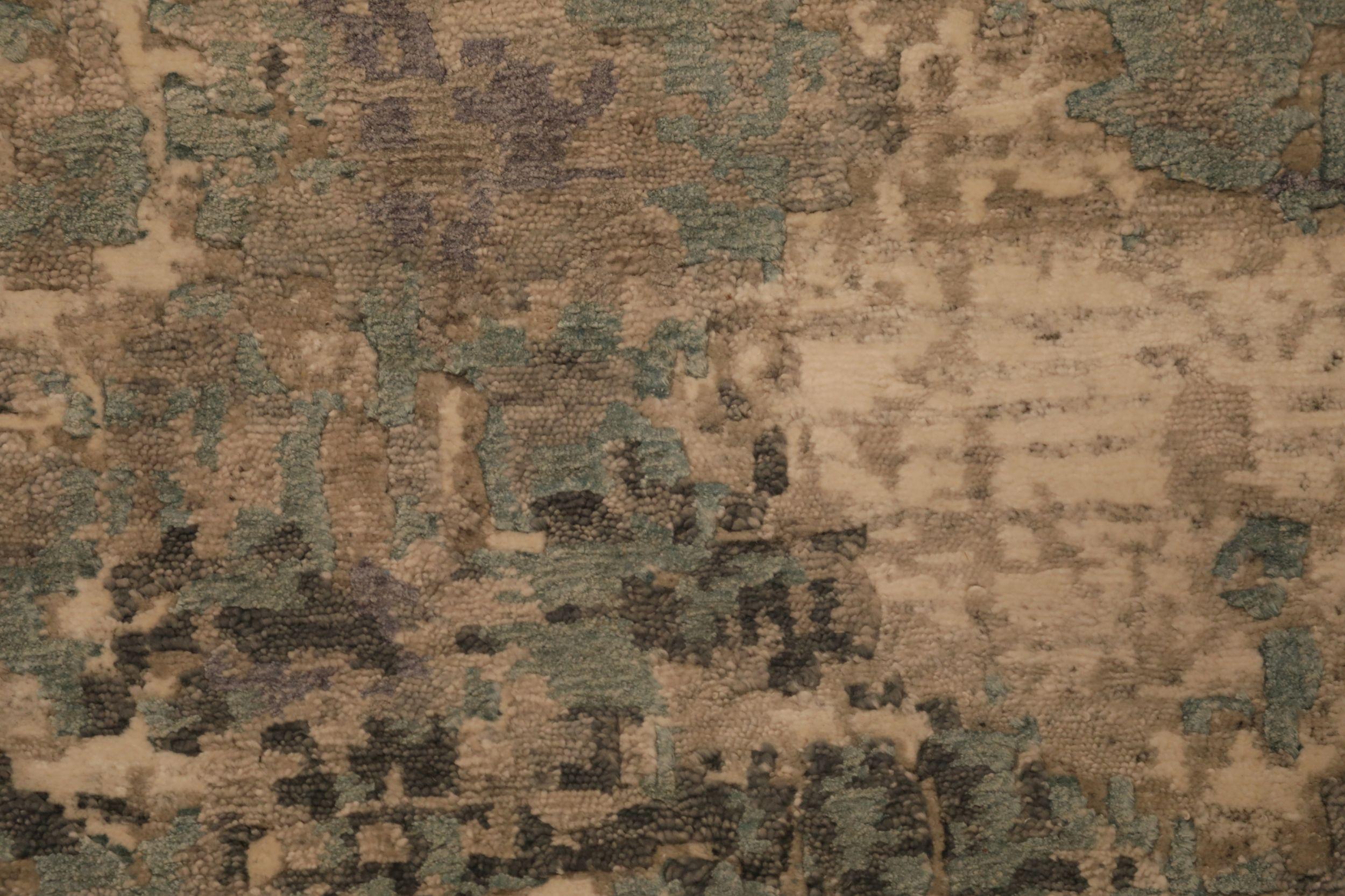 Tapis de zone Inde - Laine Brown Gray Ivory Purpel Taupe Design - 93766 Excellent état - En vente à Dallas, TX