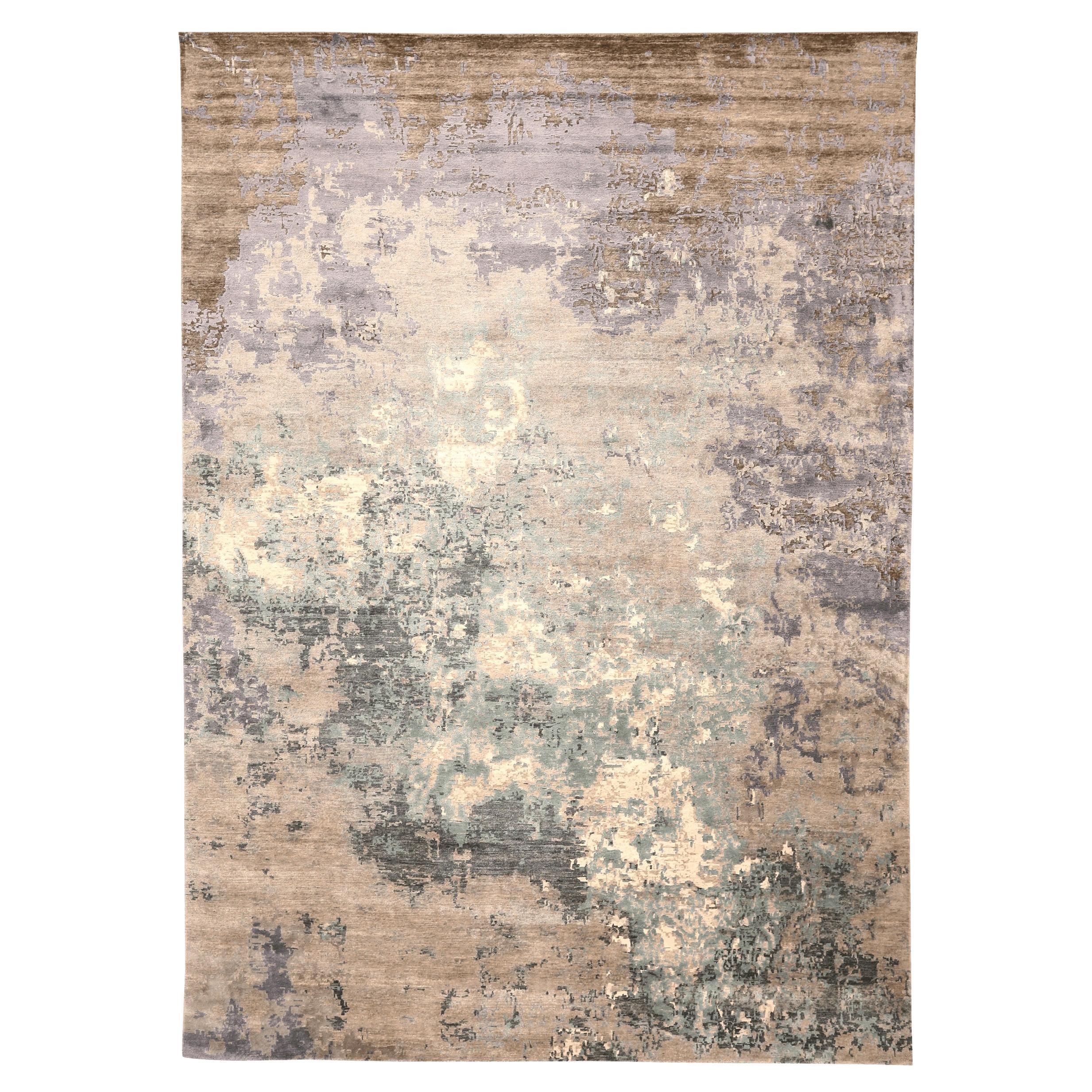 India Area Rugs - Wolle Braun Grau Elfenbein Purpel Taupe Design - 93766