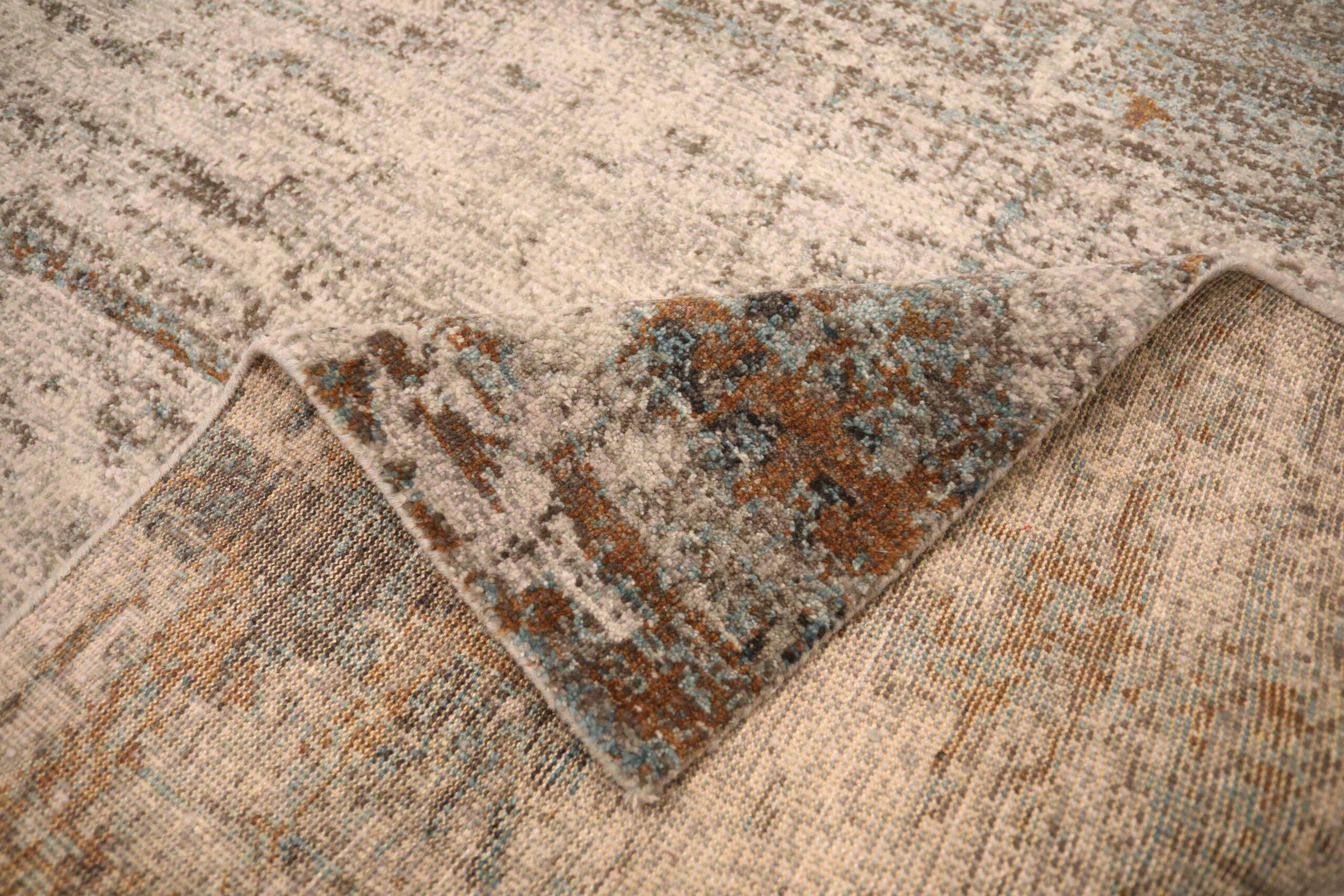 Tapis de sol Inde - Laine Brown Gray Taupe Design - 93630 Excellent état - En vente à Dallas, TX