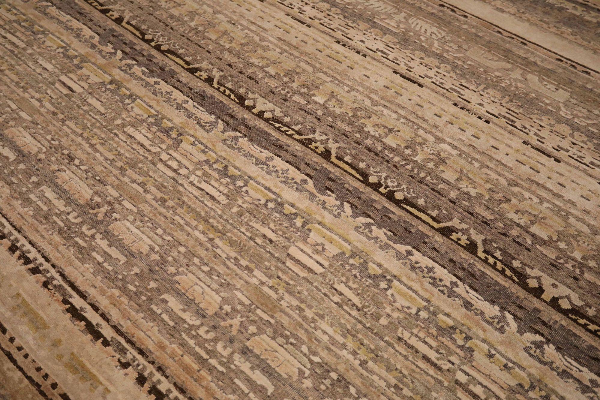 India Area Rugs - Wolle Brown Ivory Design - 93409 (Indisch) im Angebot