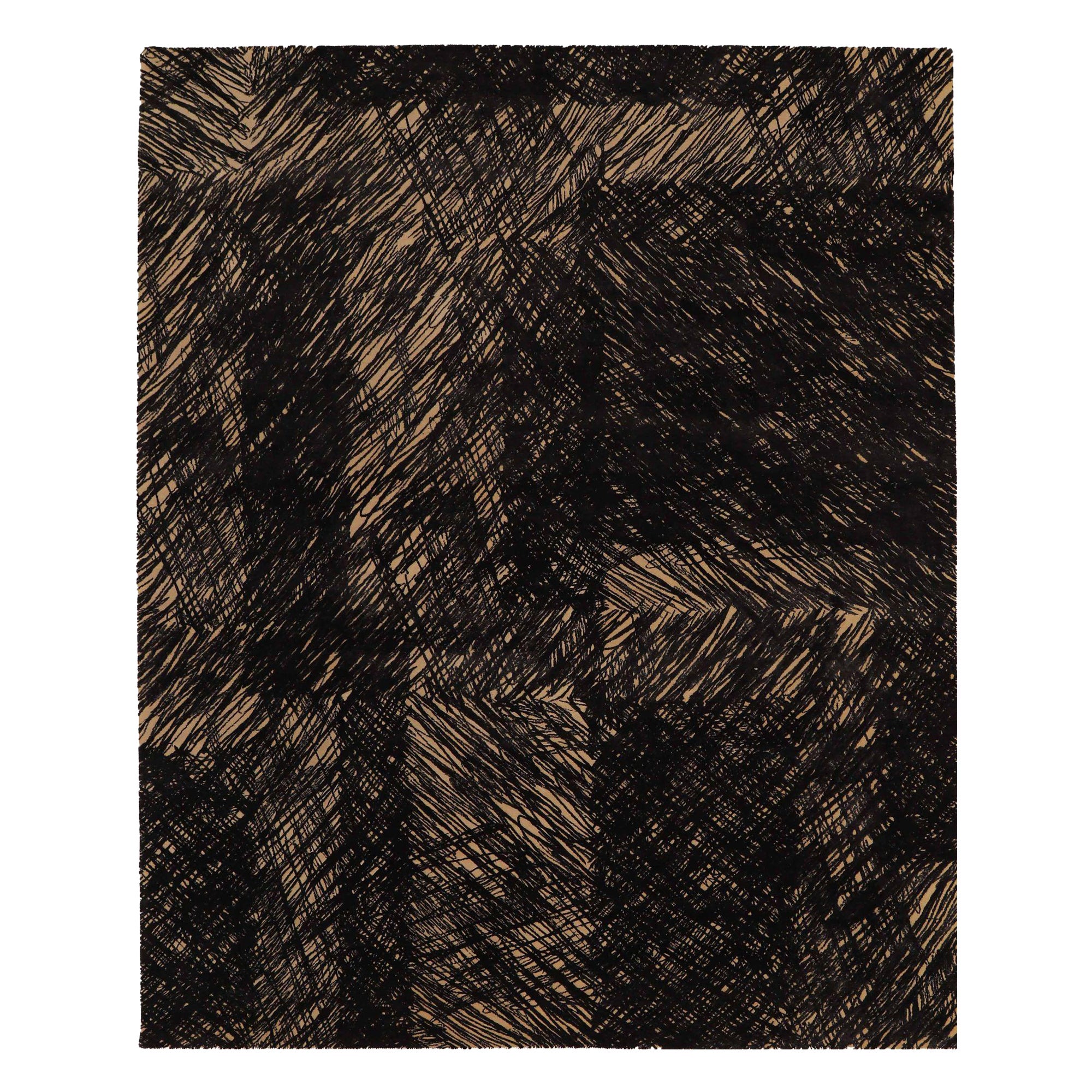 India Area Rugs - Wolle Brown Ivory Design - 93410