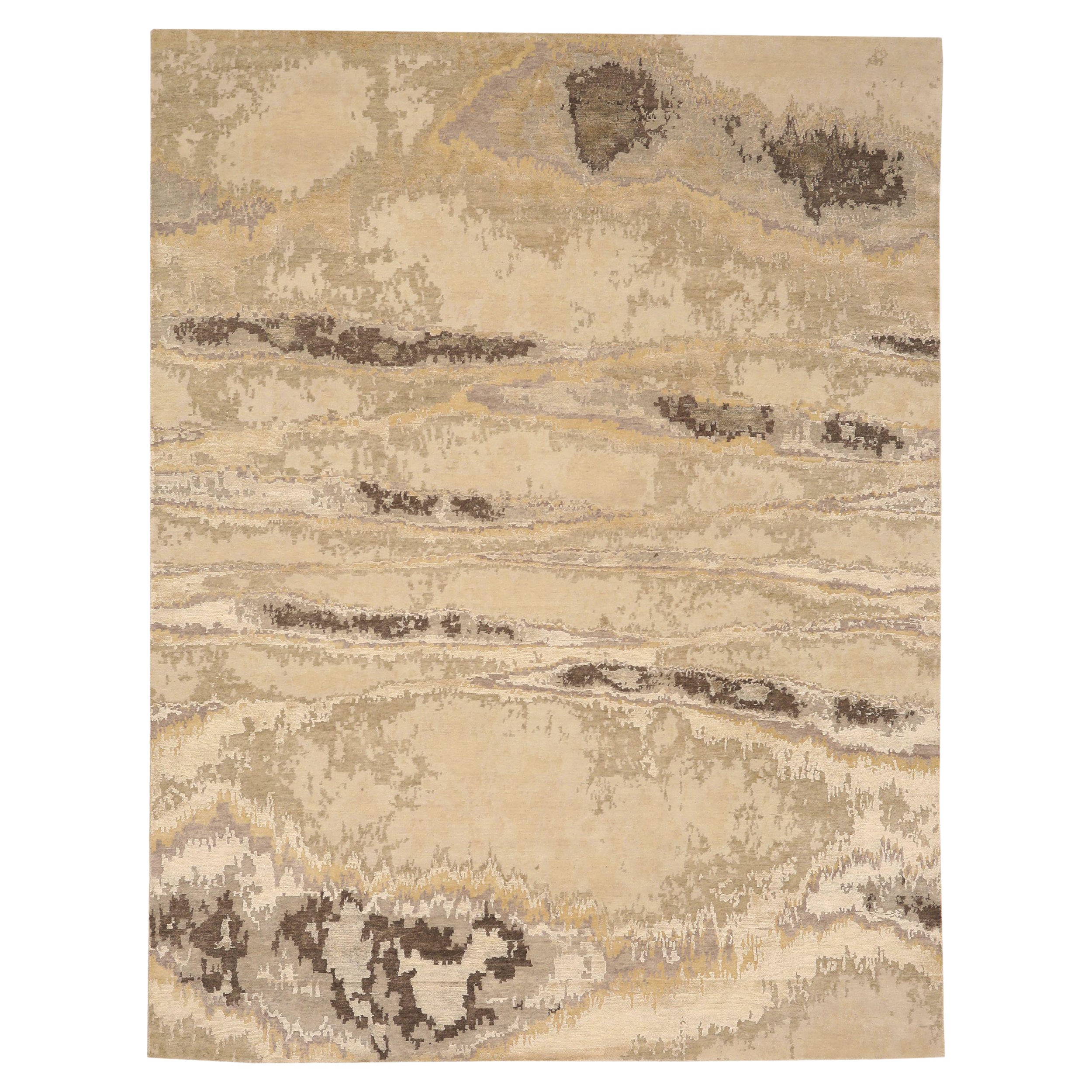 India Area Rugs - Wolle Brown Elfenbein Taupe Design - 93762