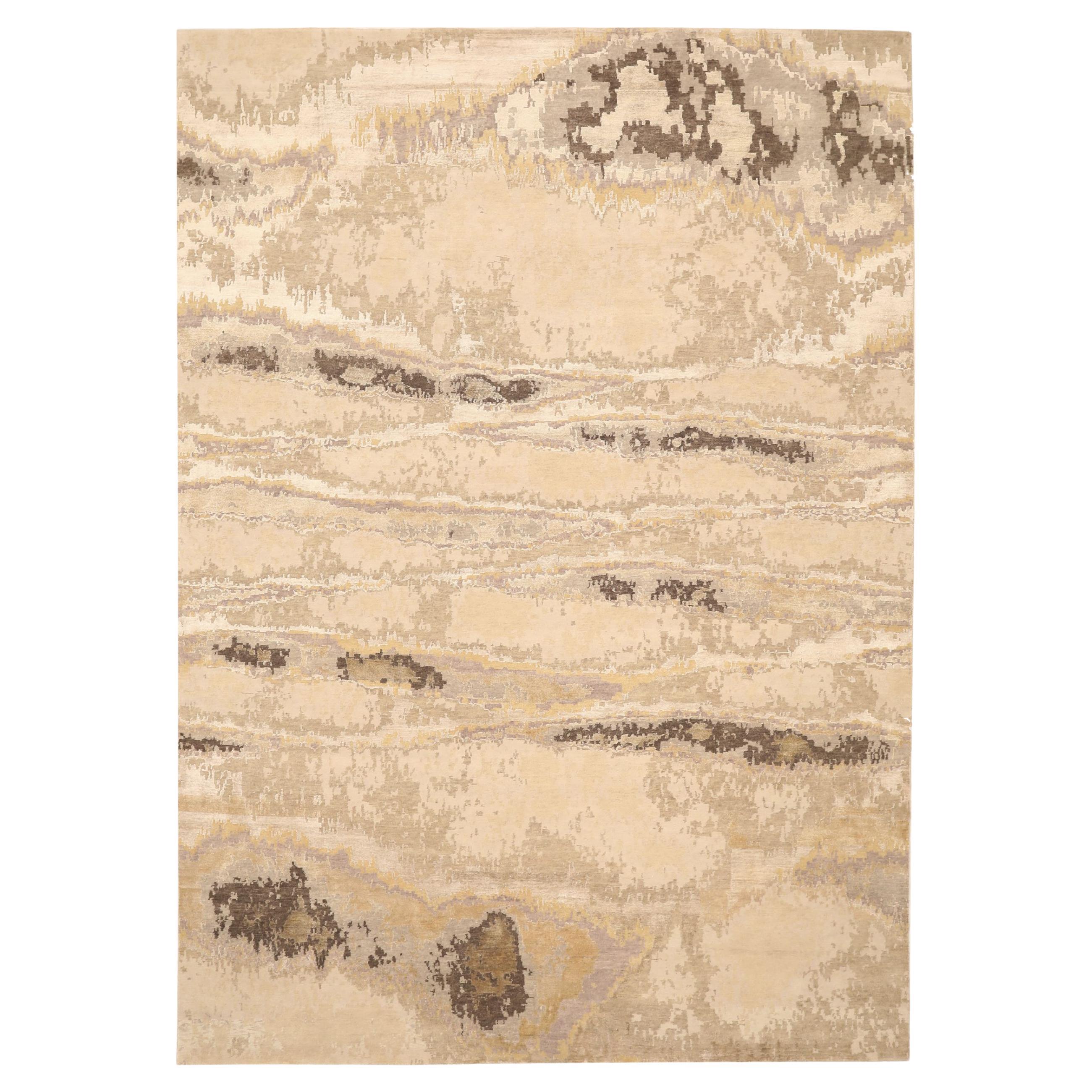India Area Rugs - Wolle Brown Elfenbein Taupe Design - 93765