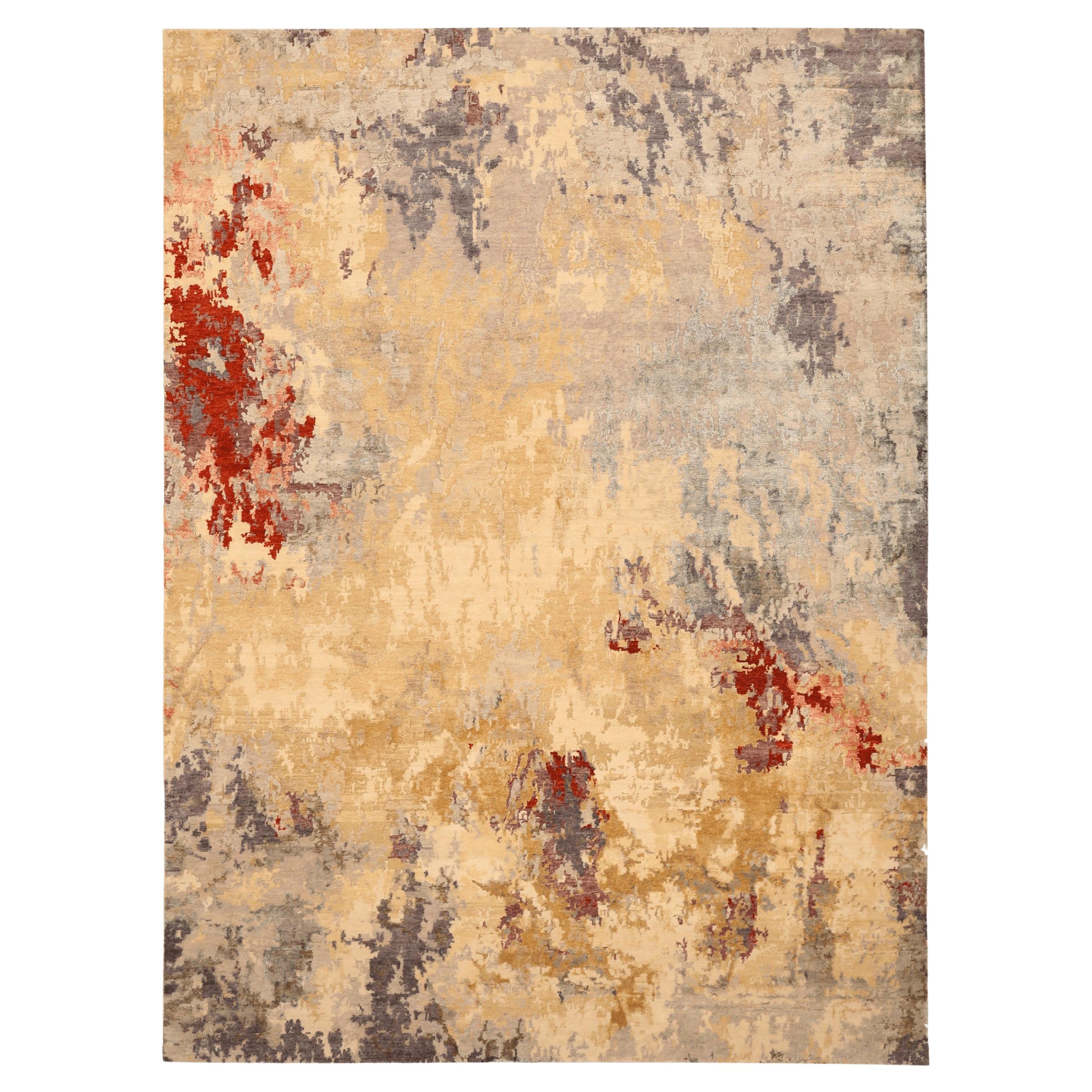 India Area Rugs - Wool Brown Red Shades of Gray / silver - 93776