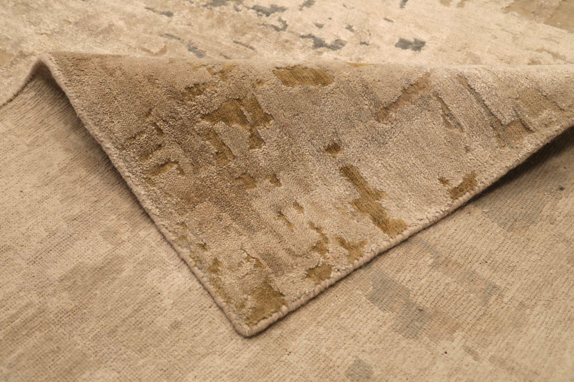 Indian India Area Rugs - Wool Gray Ivory Design - 97321 For Sale