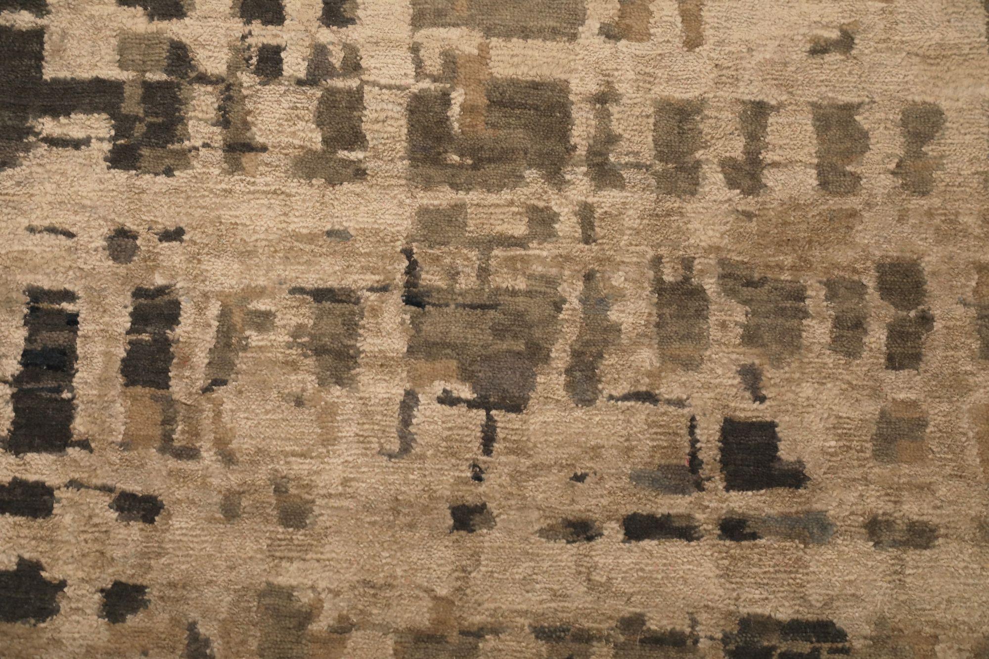 Hand-Knotted India Area Rugs - Wool Gray Ivory Design - 97321 For Sale