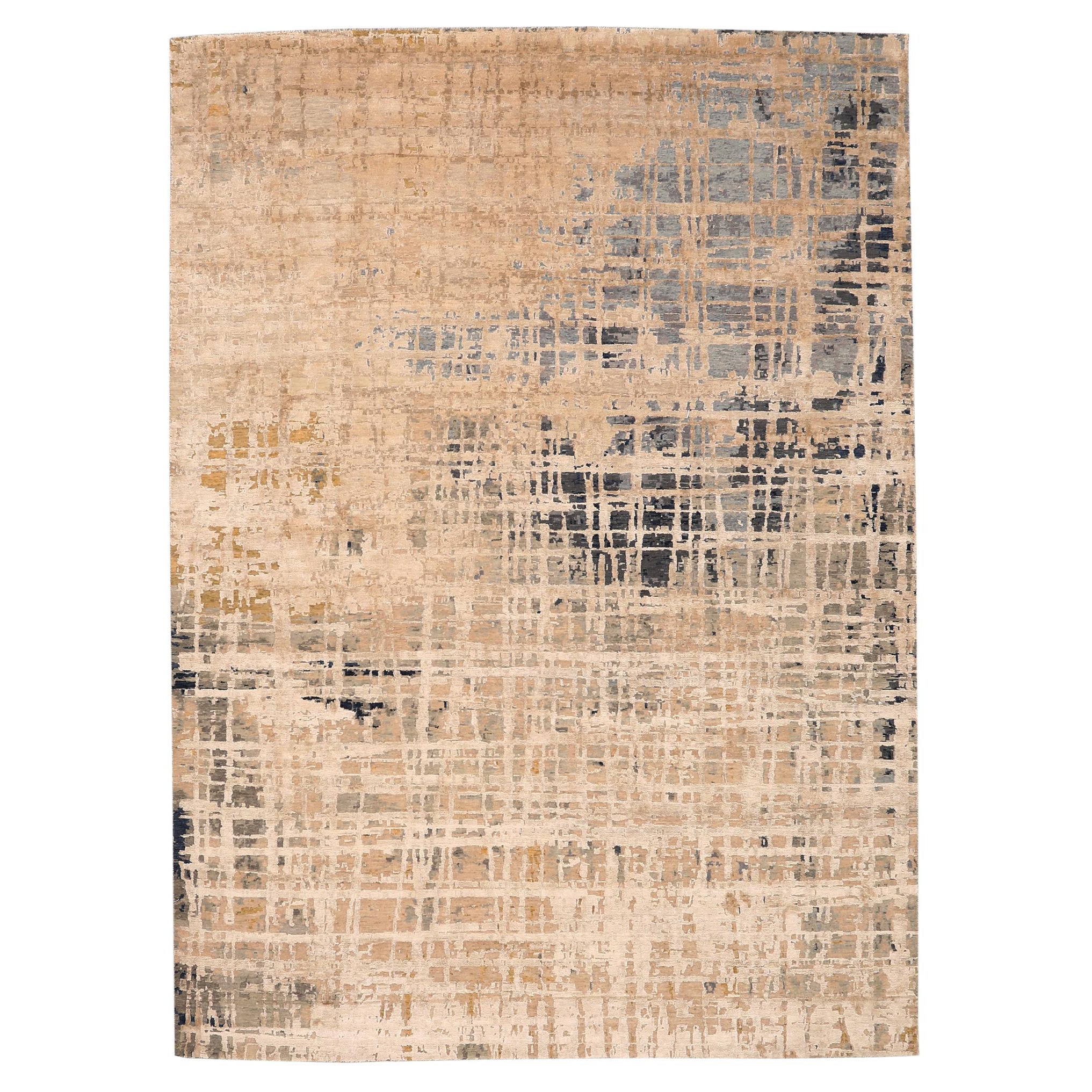 Indische Teppiche – Wolle, elfenbeinfarben, taupefarben, Design – 97339