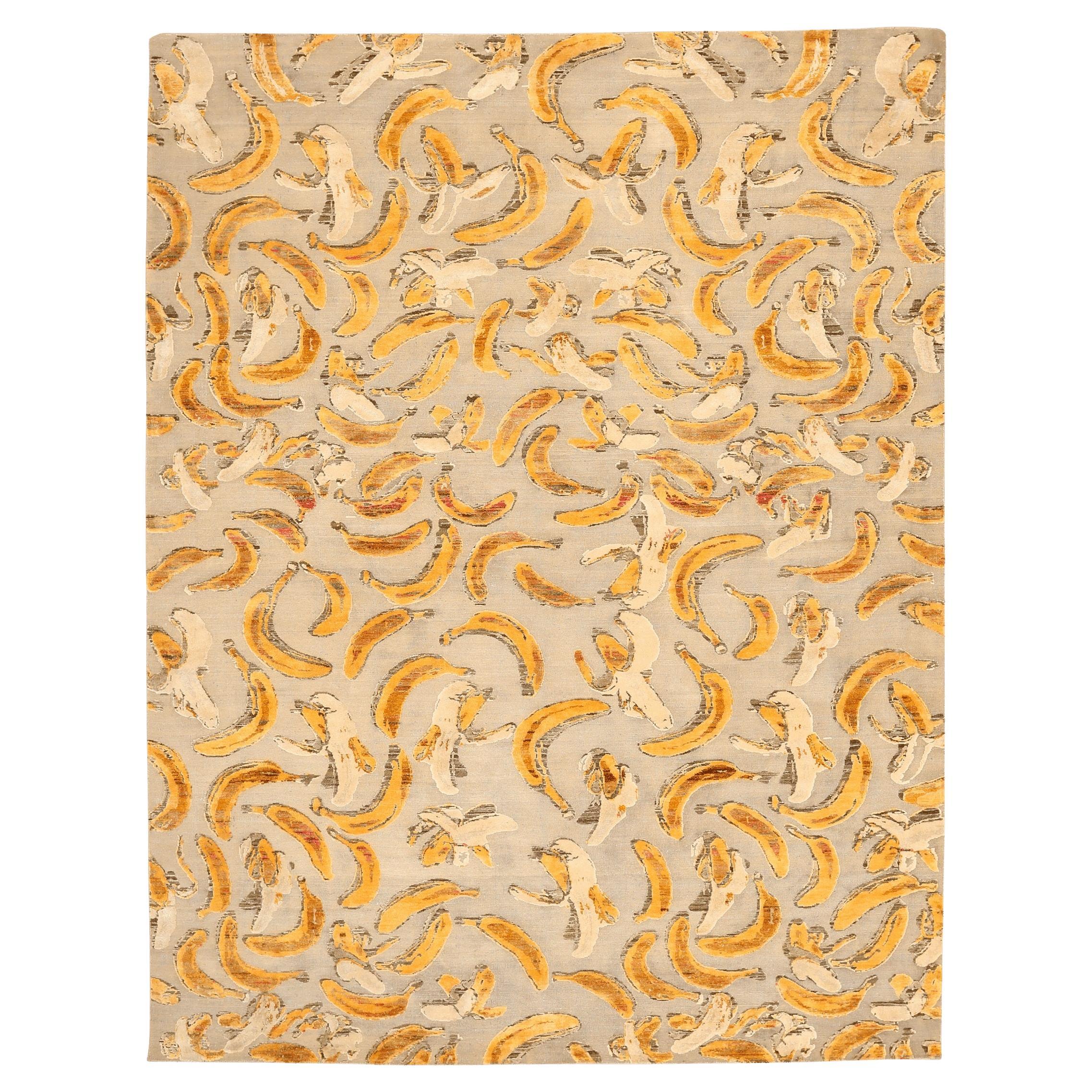 Tappeti India Banana - Lana Avorio Disegno Giallo - 94102