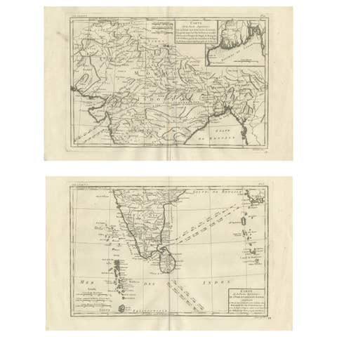 India & Bengal after Bonne – Enlightenment French Cartography, Two-Map Set, 1780
