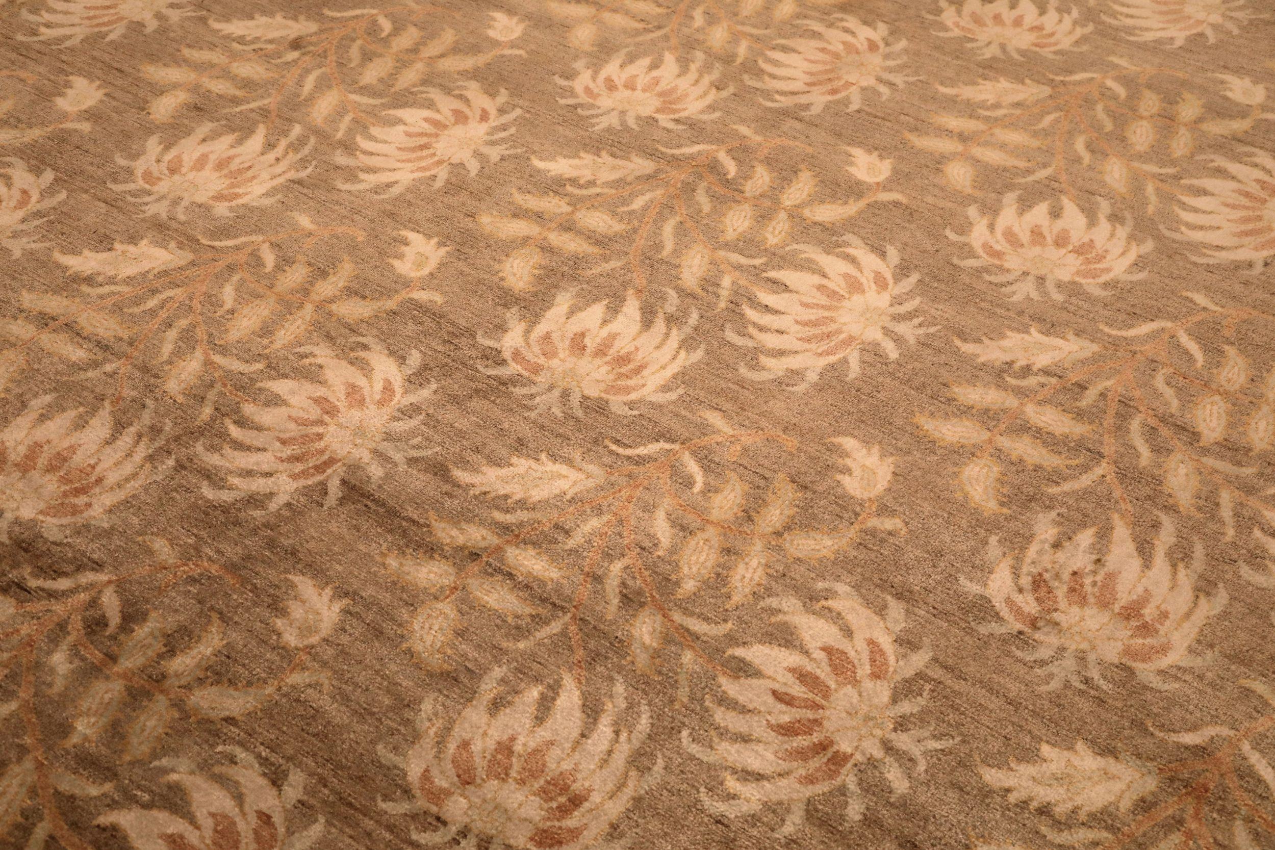 Indien Bessarabische Teppiche - Wolle Braun Elfenbein Design - 94106 (Moderne) im Angebot