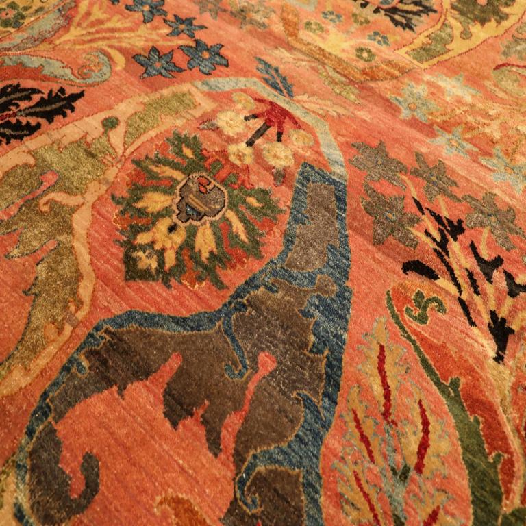 Modern India Bijar Small Rug - Wool Red Yellow Design - 94255 For Sale