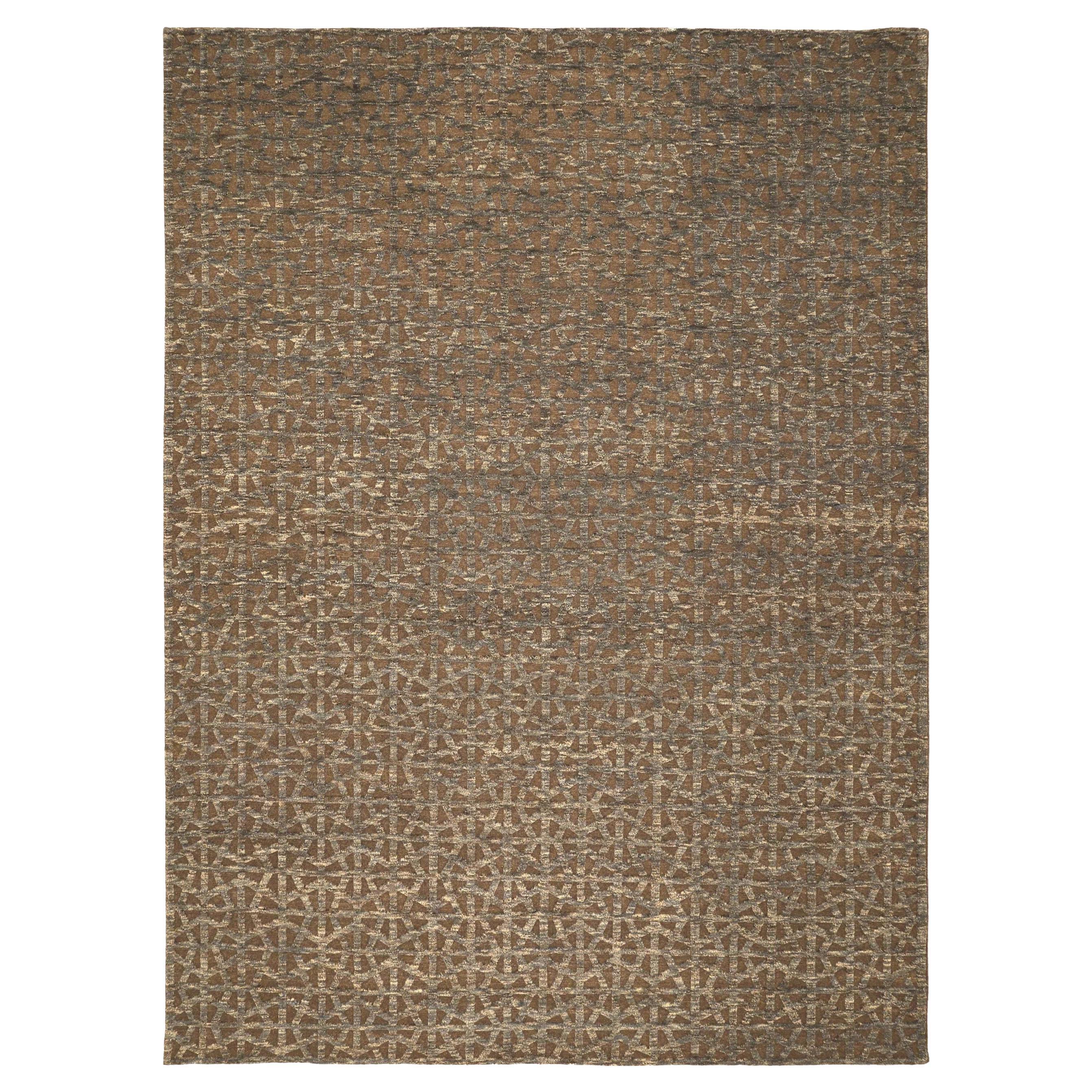India Cameron Collection Area Rugs Circa 1990 - Wool Brown Ivory Design - 91744