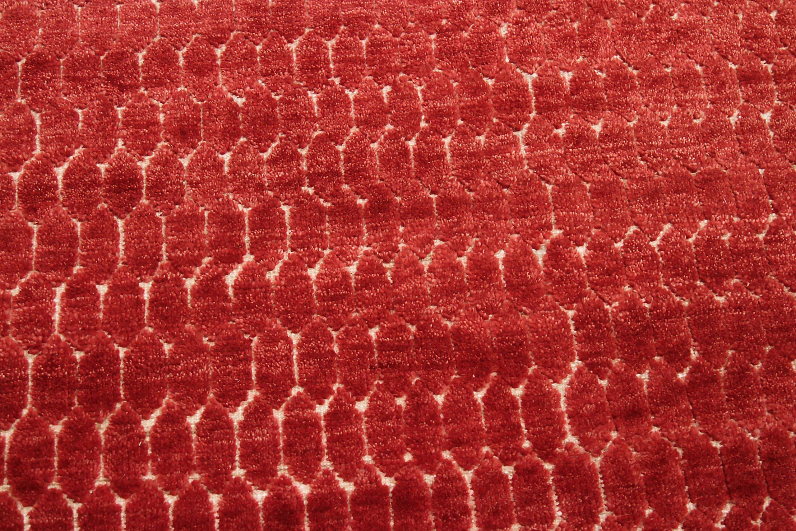 Alfombra Pequeña India Carmesí Circa 1990 - Lana Red Design - 90599 siglo XX en venta